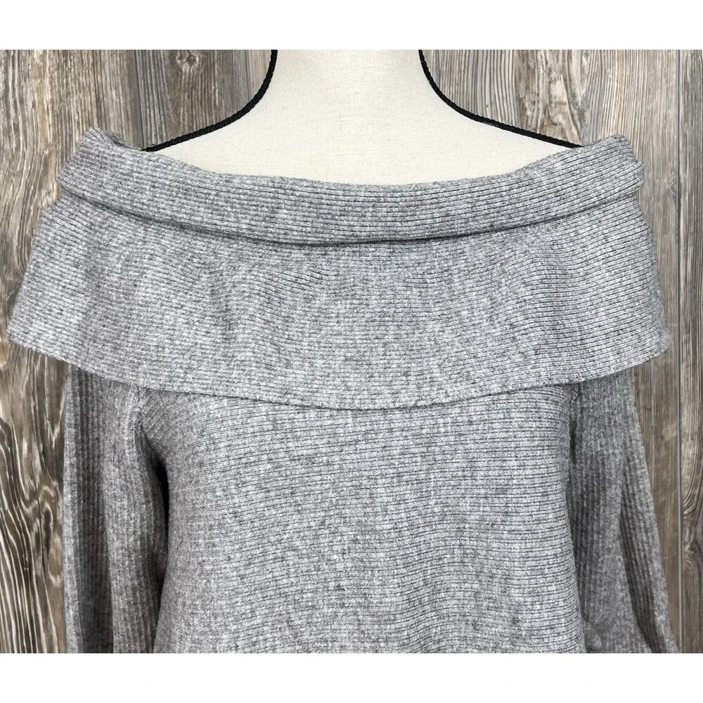 Seraphine Maternity Sweater Grey Knit Cowl Neck MED Soft‎ Cozy Warm Winter Chic - Picture 2 of 14